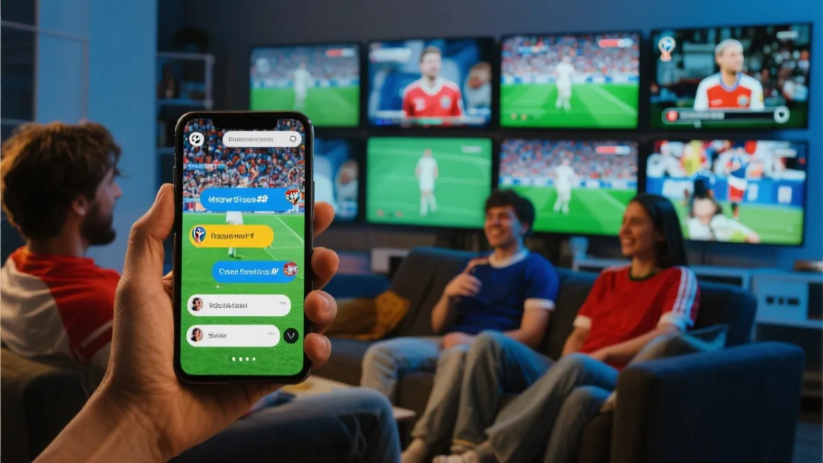 年轻球迷在社交媒体平台通过手机观看世界杯相关短视频与直播互动